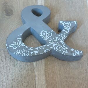 Decorative Ampersand Accent - “&” Gray with White Floral Pattern